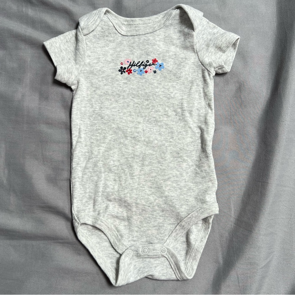 Tommy Hilfiger Gray Floral Kids Bodysuit
